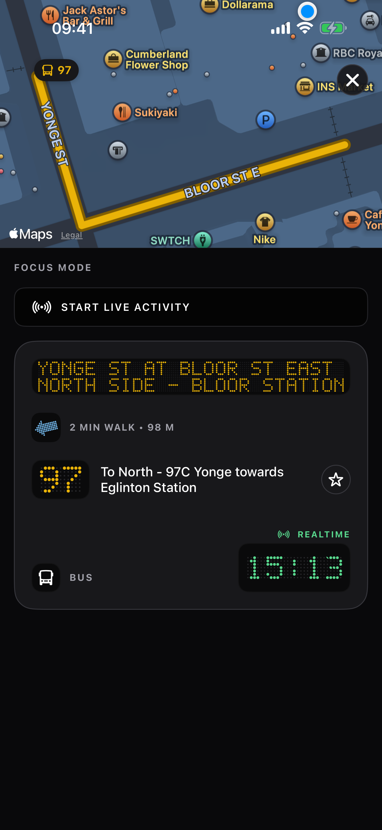 Focused view of a single stop's upcoming arrivals